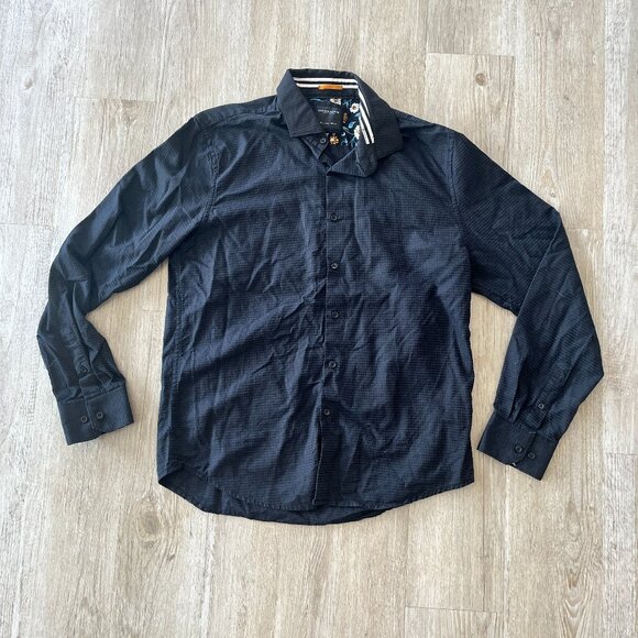 Mens Denim & Flower Black Button Down Long Sleeve - L - Picture 1 of 5